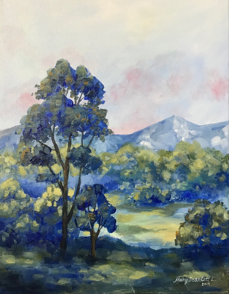 blue mist acrylic landscape painting
