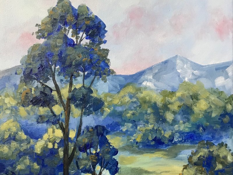 blue mist acrylic landscape painting