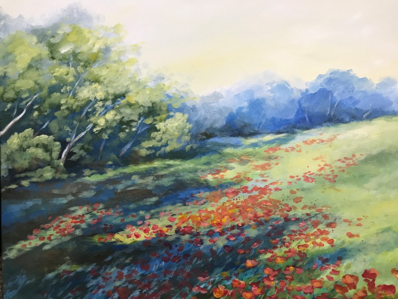 poppy field landscape painting