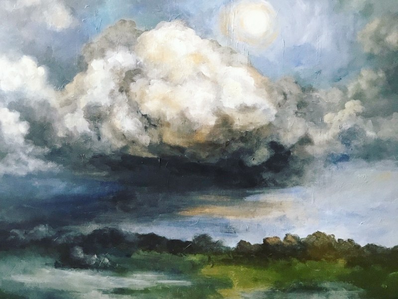 moonlight landscape cloud painting